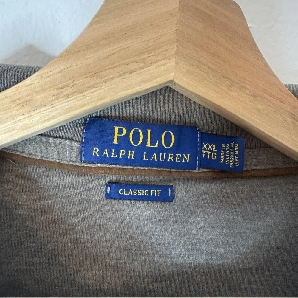 Polo Ralph Lauren Polo Shirt Mens 2XL Gray Long Sleeve Classic Fit Pony Logo
